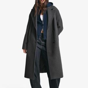 BERSHKA Long Drop-Shoulder Coat